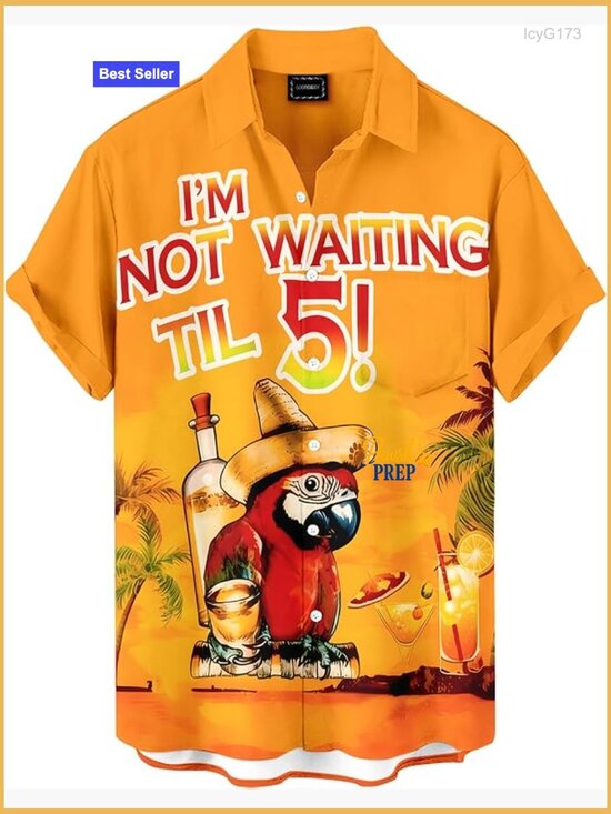 Other - Men's Regular Fit Button Down Shirt Short Sleeve Polyester Tropical Party